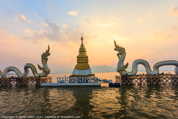 Sunset over Phayao lake. Picture Board by Kevin Hellon