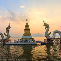 Buy canvas prints of Sunset over Phayao lake. by Kevin Hellon