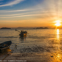 Buy canvas prints of Boats at sunrise, Koh Phayam, Thailand by Kevin Hellon
