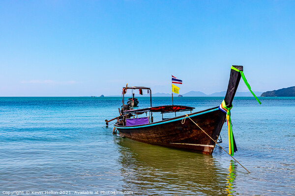 Long tail boat on the Andaman Sea  Picture Board by Kevin Hellon