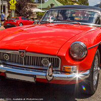 Buy canvas prints of Classic red MGB roadster sports car by Kevin Hellon