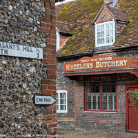 Buy canvas prints of Wheelers Butchery. Hambleden, by Kevin Hellon