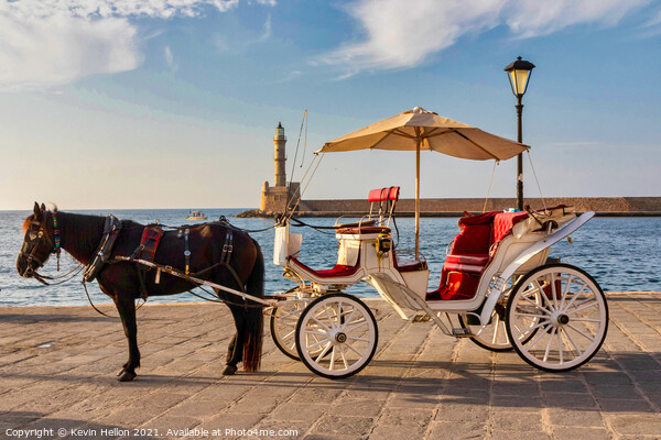 Horse and carriage with the Venetian harbour and l Picture Board by Kevin Hellon