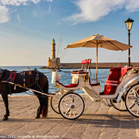 Buy canvas prints of Horse and carriage with the Venetian harbour and l by Kevin Hellon