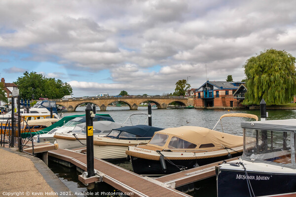 Boats moored on the River Thames Picture Board by Kevin Hellon