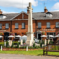 Buy canvas prints of War memorial and George and Dragon public house, by Kevin Hellon