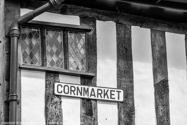 Cornmarket sign on timber framed building Picture Board by Kevin Hellon
