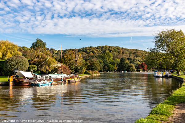 Looking up river, Henley on Thames Picture Board by Kevin Hellon