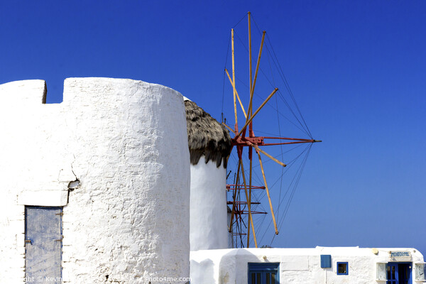  Windmill on Mykonos, Greece Picture Board by Kevin Hellon