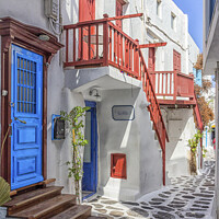 Buy canvas prints of Typical street on the island of Mykonos, Greece by Kevin Hellon