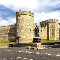 Buy canvas prints of Statue of Queen Victoria outside, Windsor Castle by Kevin Hellon