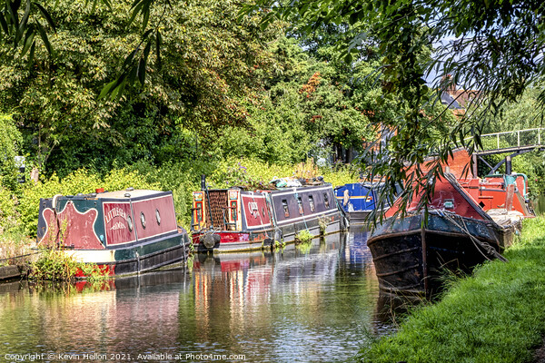 Narrowboats on the Grand Union Canal, Aylesbury Picture Board by Kevin Hellon