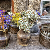 Buy canvas prints of Dried flowers in urns by Kevin Hellon