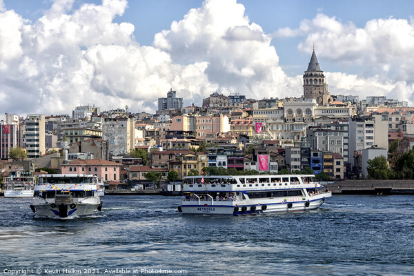 Ferries on the Golden Horn  Picture Board by Kevin Hellon