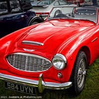 Buy canvas prints of Red Austin Healey 3000 sports car by Kevin Hellon