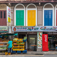 Buy canvas prints of Vegetable store, Little India, Singapore by Kevin Hellon