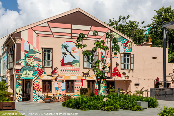 Wall mural on gable end, Singapore Picture Board by Kevin Hellon