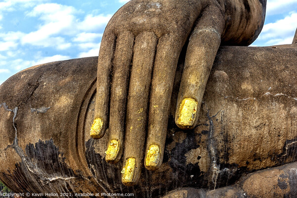 Hand of Buddha, Sukhothai, Thailand Picture Board by Kevin Hellon