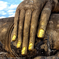 Buy canvas prints of Hand of Buddha, Sukhothai, Thailand by Kevin Hellon