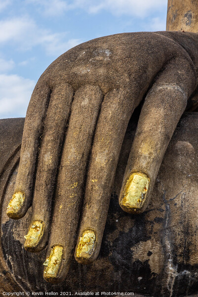 Hand of Buddha, Sukhothai, Thailand Picture Board by Kevin Hellon