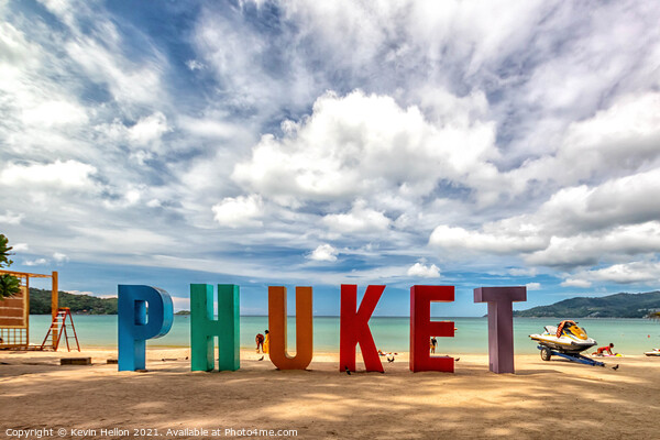 Sign for Phuket on Patong Beach, Thailand Picture Board by Kevin Hellon