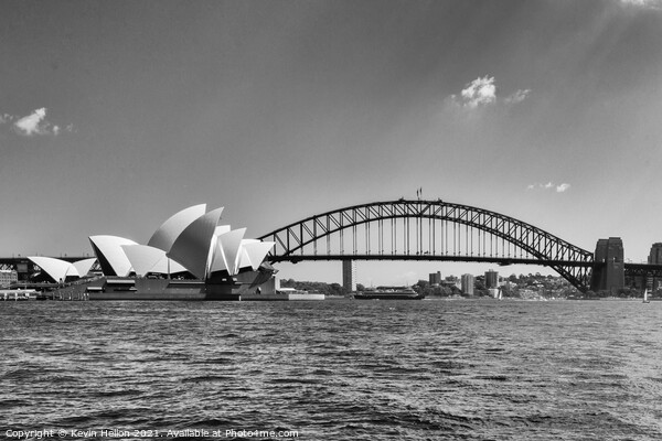 View of the Opera House in Sydney Harbor. The Sydney Harbour Bri Picture Board by Kevin Hellon