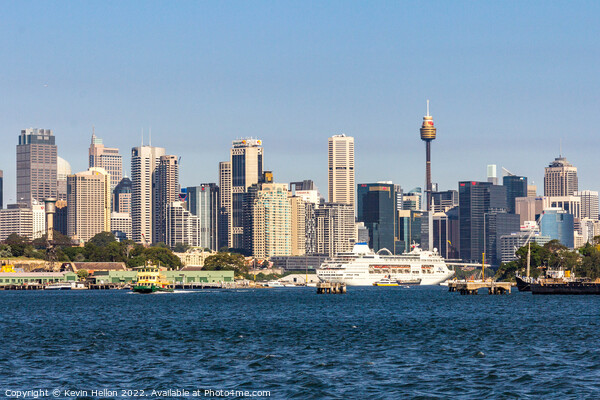 Sydney skyline with cruise ship Pacific Pearl Picture Board by Kevin Hellon