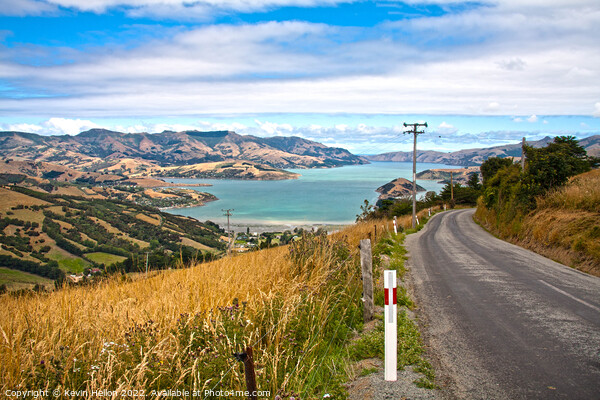Road through the grasslands and hills of Akaroa Picture Board by Kevin Hellon