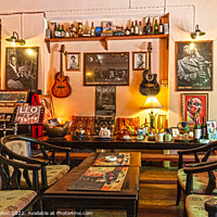 Buy canvas prints of Interior of a jazz cafe bar by Kevin Hellon