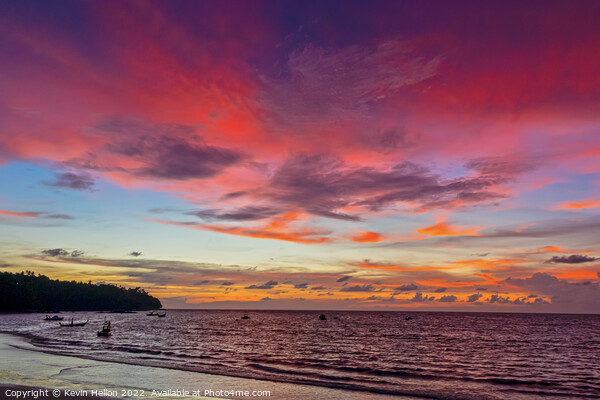 Red sunset at Bang Tao Beach, Phuket, Thailand Picture Board by Kevin Hellon