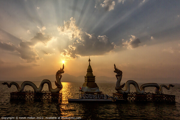 Sunset over Phayao lake, Thailand Picture Board by Kevin Hellon