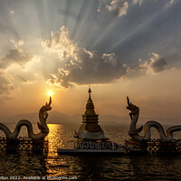 Buy canvas prints of Sunset over Phayao lake, Thailand by Kevin Hellon