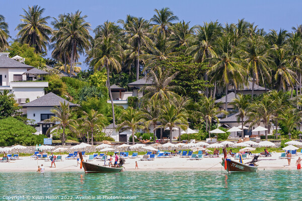 Beach and long tail boats, Koh Racha Yai Picture Board by Kevin Hellon