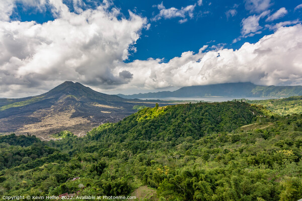 View over Mount Agung and Batur Lake, Picture Board by Kevin Hellon