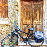Buy canvas prints of Bicycle and old doors by Kevin Hellon