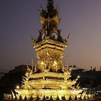 Buy canvas prints of The ClockTower at dusk, Chiang Rai, Thailand by Kevin Hellon