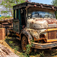 Buy canvas prints of Old Mercedes logging truck, Lampang, Thailand by Kevin Hellon