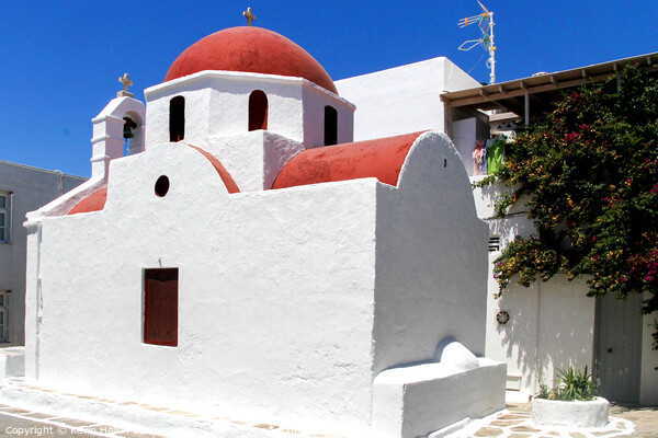 Typical church in Chora, Mykonos, Greece Picture Board by Kevin Hellon