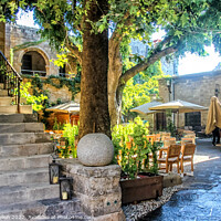 Buy canvas prints of Sunny courtyard in Rhodes Town, Greece by Kevin Hellon