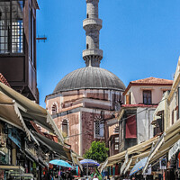 Buy canvas prints of View up Ippodamou to the Mosque of Suleiman by Kevin Hellon