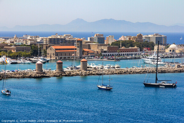View over the harbour, Rhodes Town, Greece Picture Board by Kevin Hellon