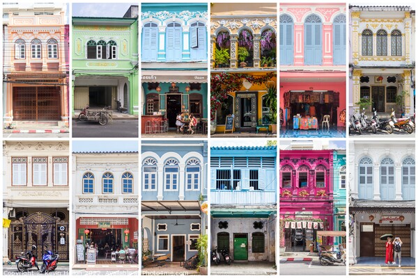 Phuket Town Shophouses Picture Board by Kevin Hellon