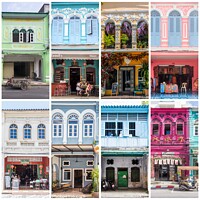 Buy canvas prints of Phuket Town Shophouses by Kevin Hellon