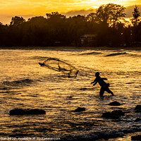 Buy canvas prints of Fisherman at sunset by Kevin Hellon