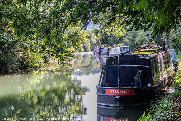 Narrowboats moored on the Grand Union canal at Dudswell Picture Board by Kevin Hellon