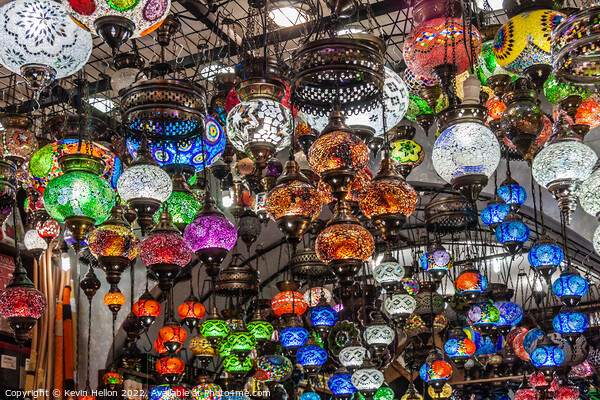 lamps for sale in the Grand Bazaar, Istanbul, Turkey Picture Board by Kevin Hellon