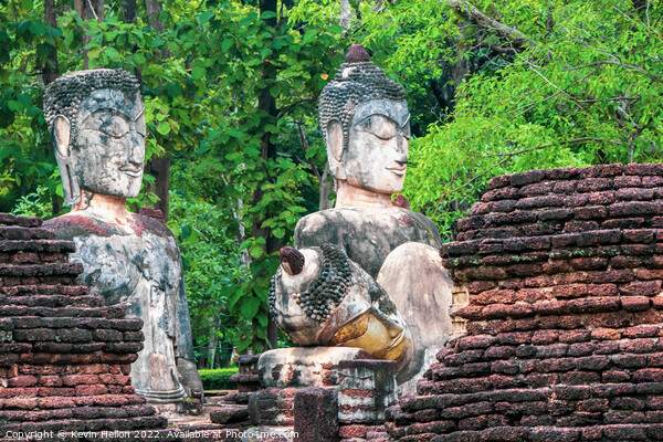 Buddha statues in Khamphaeng Phet Historical Park, Thailand Picture Board by Kevin Hellon