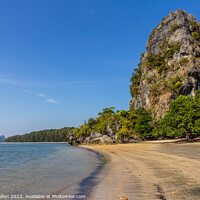 Buy canvas prints of Limestone cliffs on Rajamangala beach,Trang province, Thailand by Kevin Hellon