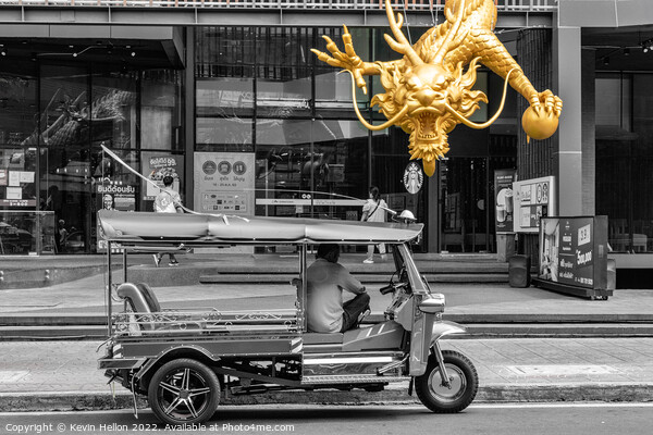 Dragon and tuk tuk in Chinatown, Picture Board by Kevin Hellon