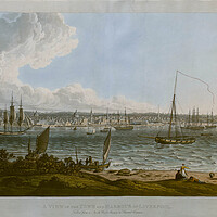 Buy canvas prints of A view of the town and harbour of Liverpool. 1817 by Kevin Hellon